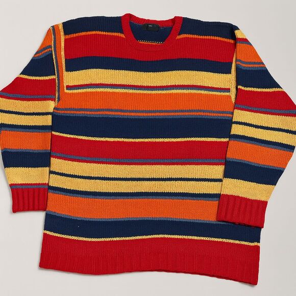 J. Crew Mens Vintage 100% Lambswool Striped Sweater L Flawless-90's Preppy - Picture 1 of 7